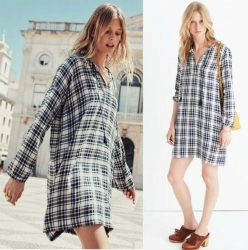 Madewell Plaid Artiste Tunic Dress Size XS